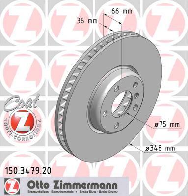 ZIMMERMANN ТОРМОЗНОЙ ДИСК COAT Z 5(F10) 10->; 5GT(F0 (150347920)