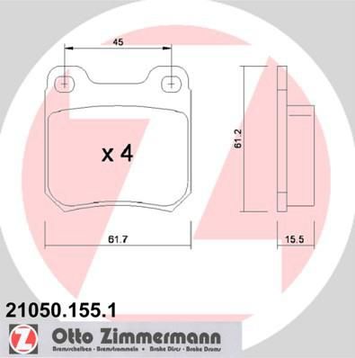 Zimmermann 21050.155.1 комплект тормозных колодок, дисковый тормоз на OPEL VECTRA B (36_)