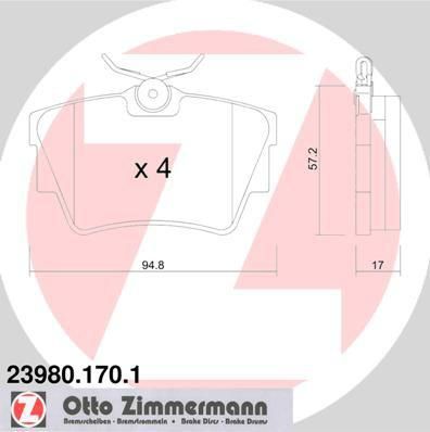 ZIMMERMANN Комплект тормозных колодок, диско (23980.170.1)