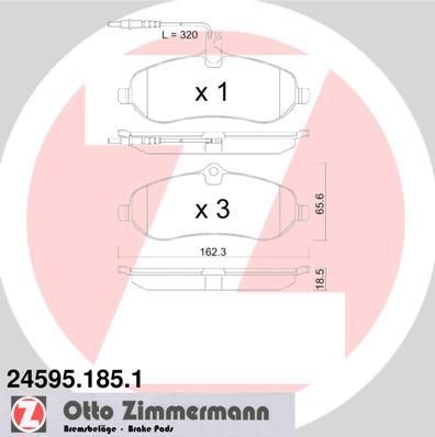 Zimmermann 24595.185.1 комплект тормозных колодок, дисковый тормоз на PEUGEOT EXPERT Tepee (VF3V_)