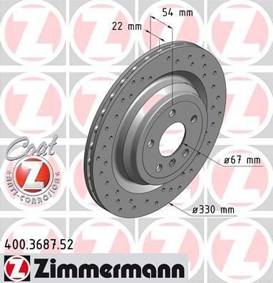 Zimmermann 400.3687.52 тормозной диск на MERCEDES-BENZ GLE (W166)