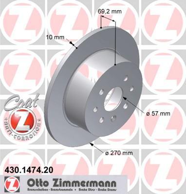 Zimmermann 430.1474.20 тормозной диск на OPEL VECTRA B универсал (31_)