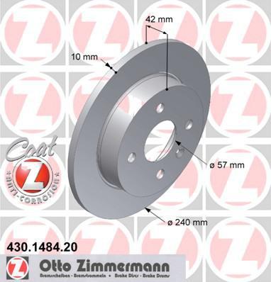 ZIMMERMANN ДИСК ТОРМ BS OPEL COAT Z (430148420)