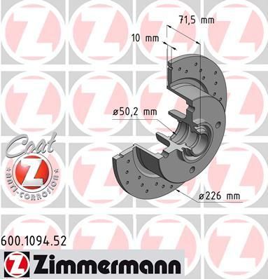 Zimmermann 600.1094.52 тормозной диск на VW KAEFER кабрио (15)