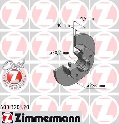 Zimmermann 600.3201.20 тормозной диск на VW GOLF III (1H1)