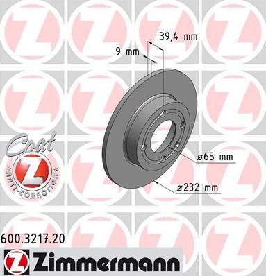 Zimmermann 600.3217.20 тормозной диск на VW LUPO (6X1, 6E1)