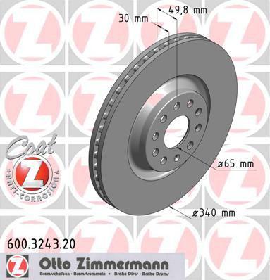 Zimmermann 600.3243.20 тормозной диск на VW GOLF ALLTRACK (BA5)