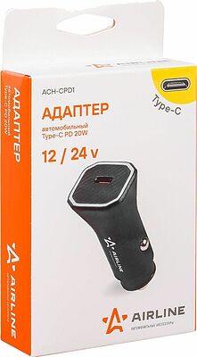 AIRLINE ACH-CPD1 автомобильный адаптер USB Type-C PD 20 Вт, 12/24 В