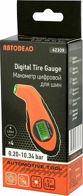 АвтоDело 42309 манометр шинный цифровой 0,2–10,34 бар с подсветкой