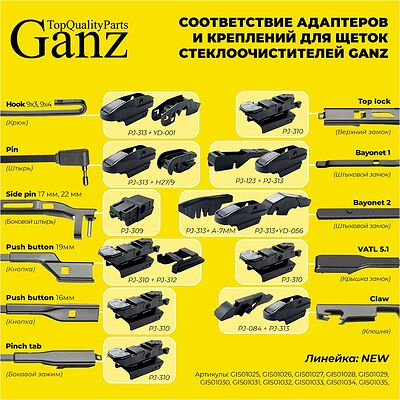 GANZ Щетка стеклоочистителя бескаркасная NEW 410mm (GIS01029)
