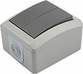 Kranz KR-78-0609 Выключатель двухклавишный INDUSTRIAL IP54 о/у, серый KRANZ