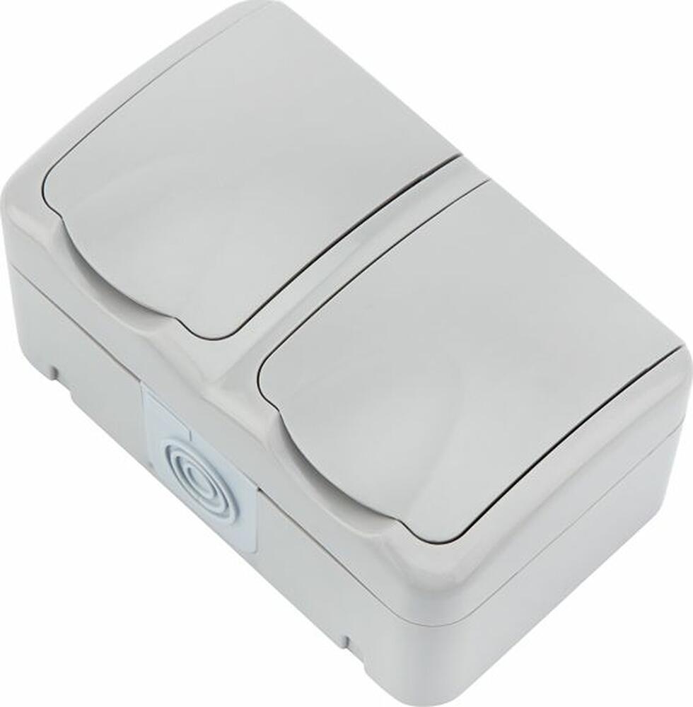 Kranz KR-78-0806 Блок горизонтальный 2 розетки Mini OG IP54 с/з, о/у, серый KRANZ