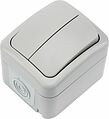 Kranz KR-78-0833 Выключатель двухклавишный Mini OG IP54 о/у, серый KRANZ Kranz KR-78-0833 Выключатель двухклавишный Mini OG IP54 о/у, серый KRANZ