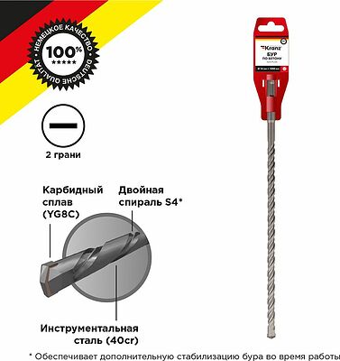 Kranz KR-91-0088 Бур по бетону 14x1000x940мм SDS PLUS KRANZ