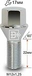 Matrix C17B22 Cr 172086 болт M12×1,25×22, CH17, конус 60° с выступом, хром Matrix C17B22 Cr 172086 болт M12×1,25×22, CH17, конус 60° с выступом, хром