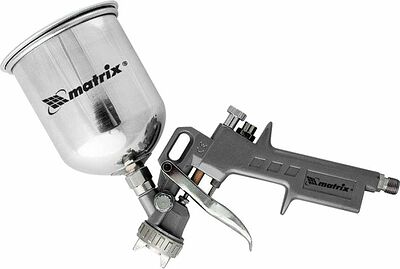 MATRIX 57314 краскораспылитель пневматический с верхним бачком 0,6 л, сопла 1,2/1,5/1,8 мм