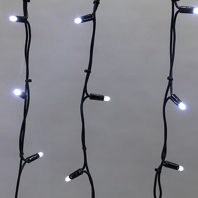 NEON-NIGHT 255-255 Гирлянда светодиодная Бахрома (Айсикл) 5,6x0,9м 240 LED БЕЛЫЙ черный каучук 3,3мм IP67 эффект мерцания 230В нужен блок 315-000 NEON-NIGHT