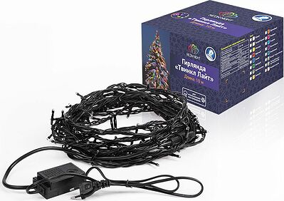 NEON-NIGHT 303-151 Гирлянда Нить управляемая 10м 100 LED ОРАНЖЕВЫЙ черный ПВХ IP65 свечение с динамикой 230В контроллер в комплекте NEON-NIGHT