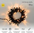 NEON-NIGHT 305-171 Гирлянда светодиодная Нить 10м 100 LED ЖЕЛТЫЙ черный ПВХ IP65 постоянное свечение 230В соединяется нужен блок 303-500 NEON-NIGHT