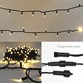 NEON-NIGHT 305-176 Гирлянда светодиодная Нить 10м 100 LED ТЕПЛЫЙ БЕЛЫЙ черный ПВХ IP65 постоянное свечение 230В соединяется нужен блок 303-500 NEON-NIGHT