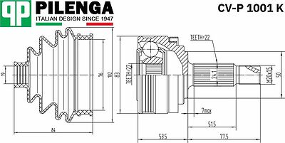 PILENGA CV-P 1001 K ШРУС наружный ВАЗ 2108–2115, Калина, Приора, Гранта без ABS