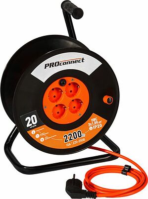 PROconnect 11-7604 Удлинитель силовой на катушке 4 гнезда с/з 20м 3х1мм² PROconnect