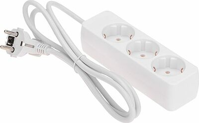 PROconnect 13-4208 Удлинитель 3 гнезда, 1,5м, 3х0,75мм², с/з, белый PROconnect