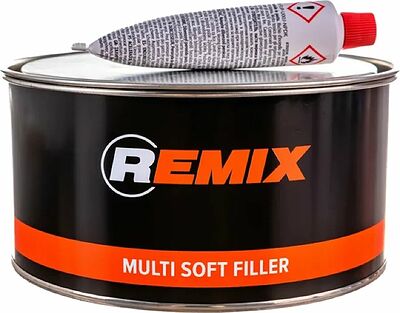 REMIX Multi Soft Filler RM-MSF-1800 полиэфирная универсальная шпатлёвка 2К, 1,8 кг с отвердителем
