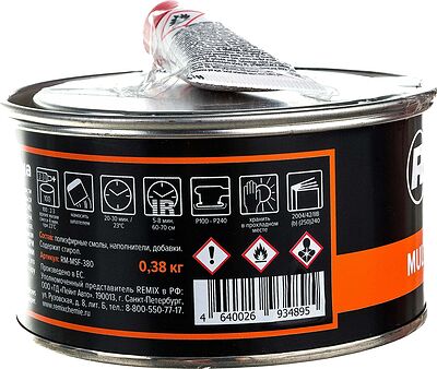 REMIX Multi Soft Filler RM-MSF-380 полиэфирная универсальная шпатлёвка 2К, 0,38 кг с отвердителем
