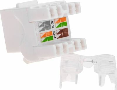 REXANT 02-0060 Модуль Keystone Jack RJ-45(8P8C), UTP неэкранированный, CAT 5e, тип 180 градусов, белый REXANT PRO
