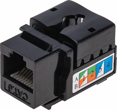 REXANT 02-0255 Модуль Keystone Jack RJ-45(8P8C), UTP неэкранированный, CAT 6, тип 90 градусов, черный REXANT PRO
