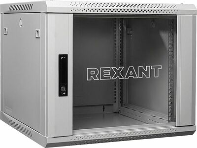 REXANT 04-0666-111 Настенный шкаф 19 quot; 6U 600×600×368 (ШxГxВ), дверь стекло, металлическая задняя стенка, боковые съемные стенки, RAL 7035 REXANT