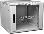 REXANT 04-0964-111 Настенный шкаф 19 quot; 9U 600×450×501 (ШxГxВ), дверь стекло, металлическая задняя стенка, боковые съемные стенки, RAL 7035 REXANT