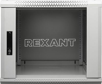 REXANT 04-0966-111 Настенный шкаф 19 quot; 9U 600×600×501 (ШxГxВ), дверь стекло, металлическая задняя стенка, боковые съемные стенки, RAL 7035 REXANT