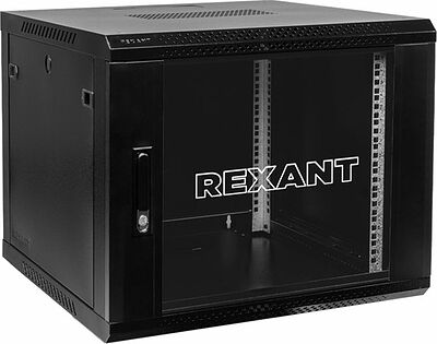 REXANT 04-0966-112 Настенный шкаф 19 quot; 9U 600×600×501 (ШxГxВ), дверь стекло, металлическая задняя стенка, боковые съемные стенки, RAL 9005 REXANT