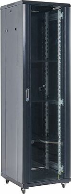 REXANT 04-2266-212 Напольный шкаф 19 quot; 22U 600×600×1164 (ШxГxВ), дверь стекло, металлическая задняя дверь, боковые съемные стенки, RAL 9005 REXANT