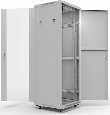 REXANT 04-2306 Шкаф напольный 19 quot; 42U 600х800мм, передняя дверь стекло, задняя дверь металл, RAL 7035 REXANT