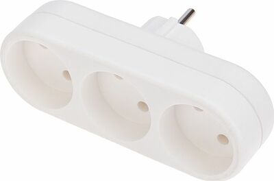REXANT 11-1078 Тройник электрический линейный 10А б/з вертикальный, белый REXANT