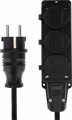 REXANT 11-7081 Удлинитель-шнур на рамке КГ 3х1,5, 20м, 3 гнезда, морозостойкий, с/з, 16А, 3500Вт, IP44 (Сделано в России) REXANT