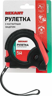 REXANT 12-9014 Рулетка измерительная Профи прорезиненный корпус, магнитная, 5м х 19мм REXANT