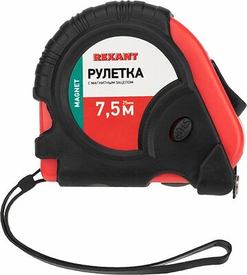 REXANT 12-9016 Рулетка измерительная Профи прорезиненный корпус, магнитная, 7,5м х 25мм REXANT