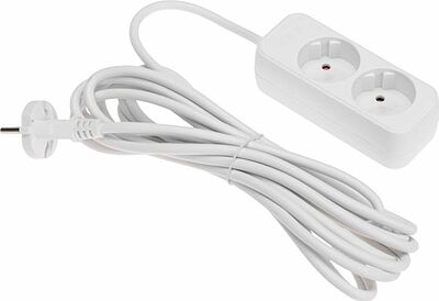 REXANT 13-4002 Удлинитель STANDARD 2 гнезда, 5м, 2х1,0мм², б/з, белый REXANT