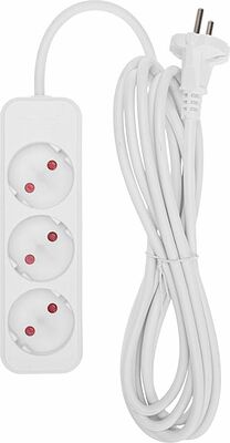 REXANT 13-4007 Удлинитель STANDARD 3 гнезда, 3м, 2х1,0мм², б/з, белый REXANT