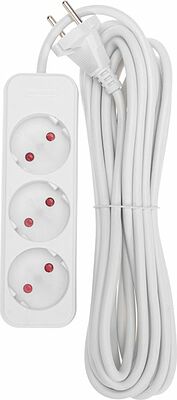 REXANT 13-4008 Удлинитель STANDARD 3 гнезда, 5м, 2х1,0мм², б/з, белый REXANT
