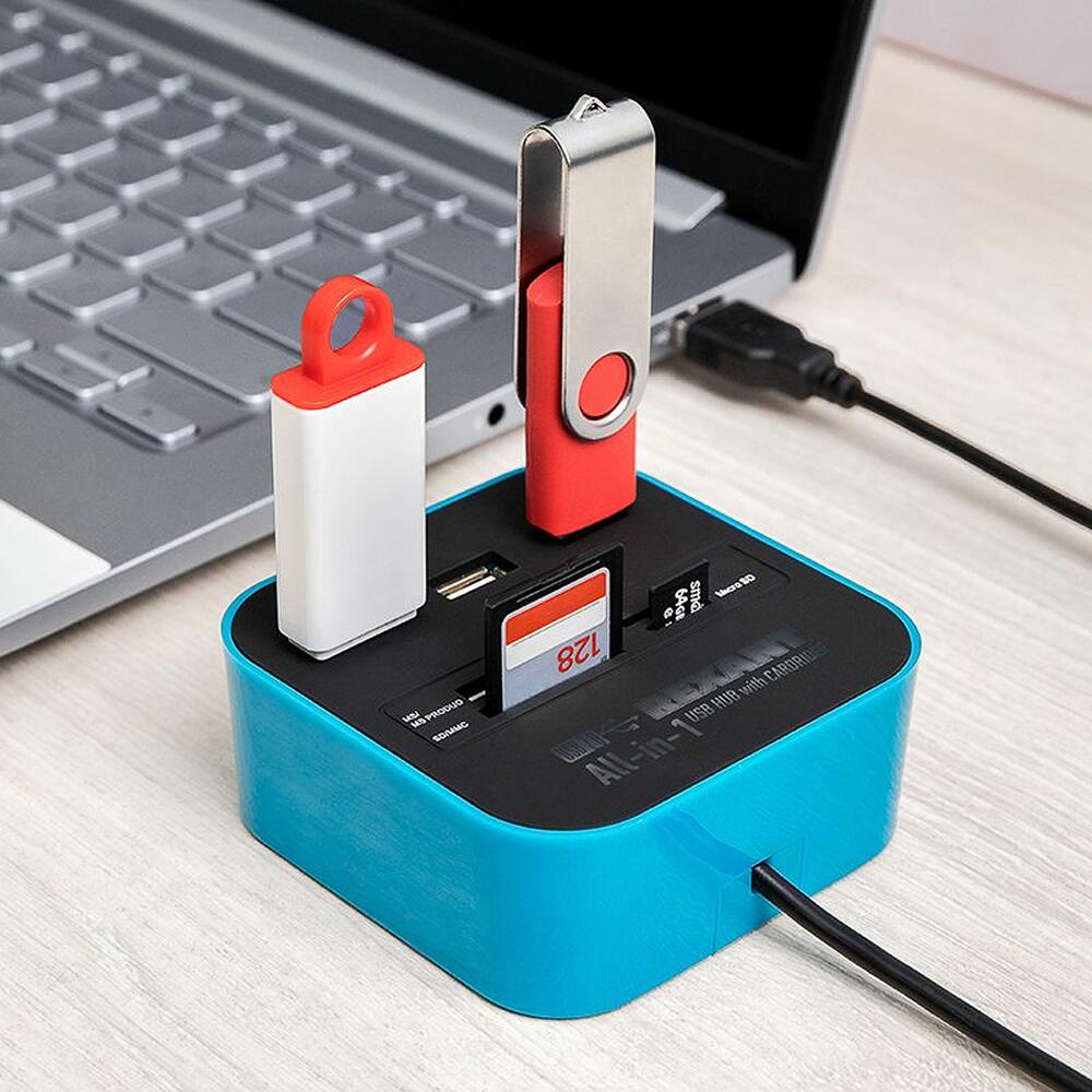 REXANT 18-4121 Разветвитель USB на 3 порта+картридер (все в одном) черный REXANT