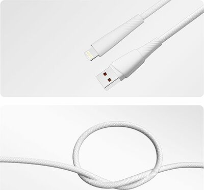 REXANT 18-7061 Кабель USB-A – Lightning, 2,4А, 1м, в белой нейлоновой оплетке REXANT
