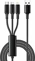 REXANT 18-7075 Кабель USB 3в1 Type-С (6A), Lightning (2,4A), micro USB (3A) 1,2м, в черной оплетке REXANT