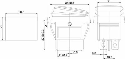 REXANT 36-2360-1 Выключатель клавишный 250В 15А (4с) ON-OFF красный с подсветкой и влагозащитой (1 шт/уп) REXANT