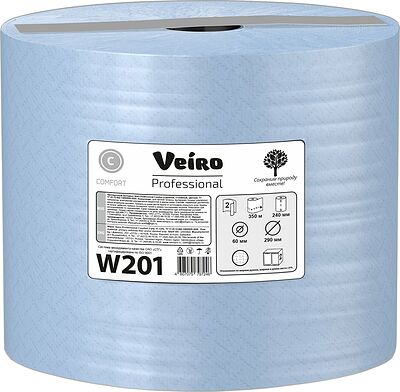 Veiro Professional W201 протирочная бумага двухслойная, рулон 1000 листов 24×35 см, голубая