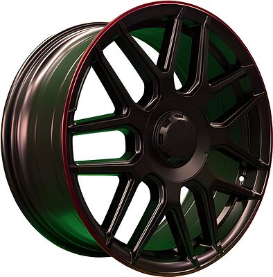 PDW L5424 8.5x19 5x130 ET 38 Dia 66.6 Satin Black Red Lip